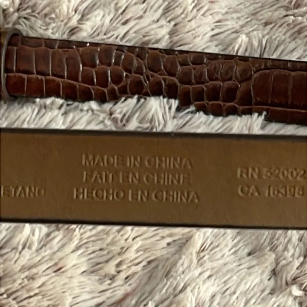 Liz Claiborne Y2K belt brown moc croc with colorful rhinestone buckle women Sz L